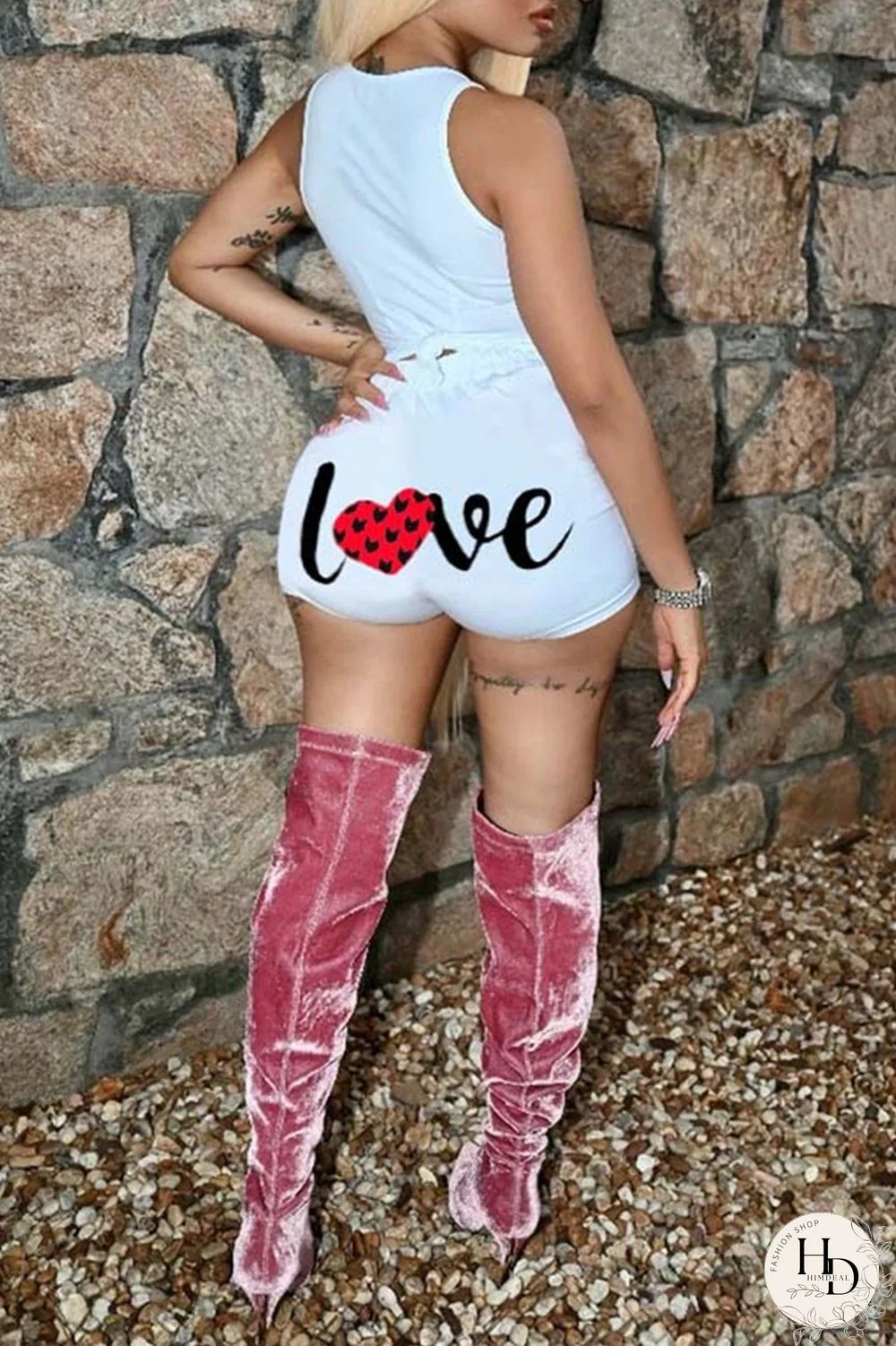 Black Fashion Casual Letter Print Basic O Neck Sleeveless Two Pieces