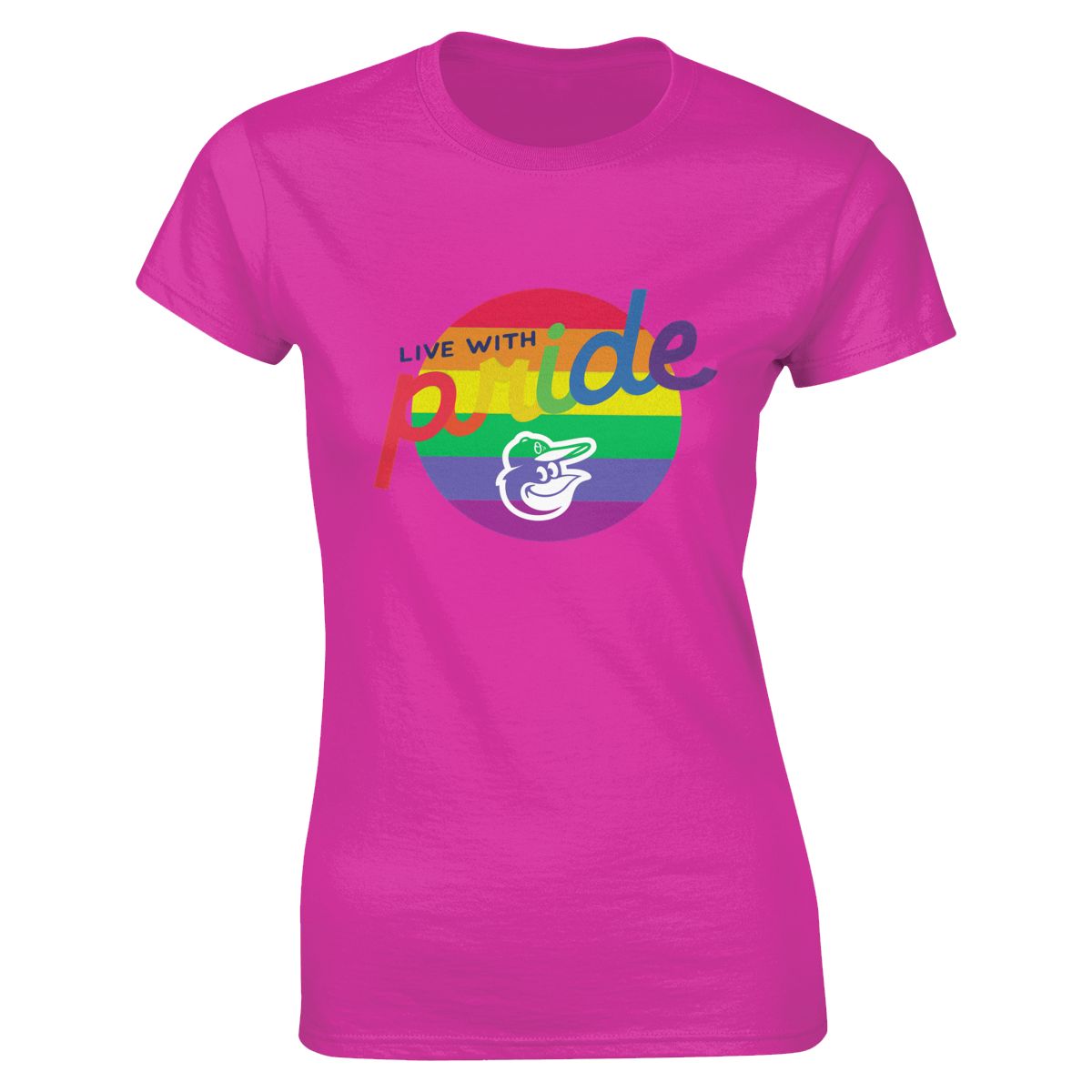 Baltimore Orioles Round LGBT Lettering Women's Short-Sleeve Cotton Tee