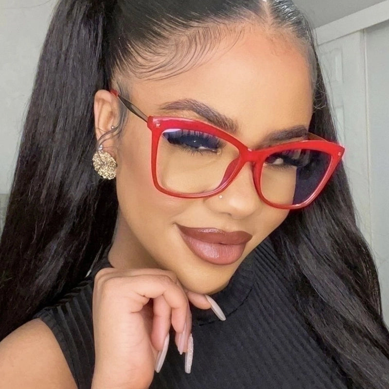 Cross-border Cat Eye Mi Nail Glasses Frame 2023 New Anti-blue Light Fashion Plain Glasses Women’s Ins Trendy Large Frame Glasses