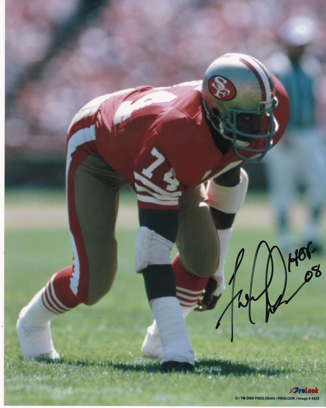 FRED DEAN SAN FRANCISCO 49ERS HOF 08 ACTION SIGNED 8x10