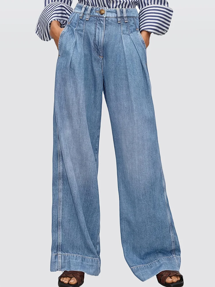 Women's High Waisted Wide Leg Jeans Baggy Mom Casual Denim Pant