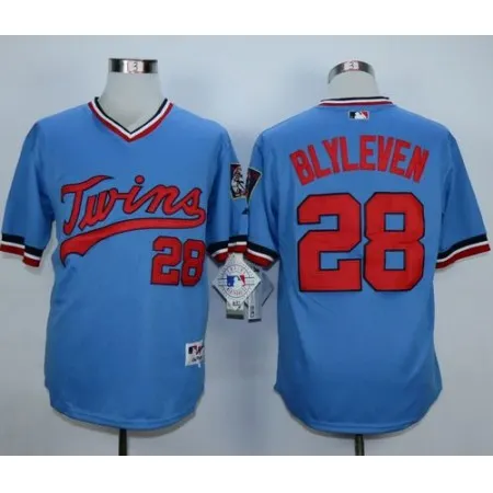 Twins #28 Bert Blyleven Light Blue 1984 Turn Back The Clock Stitched MLB Jersey