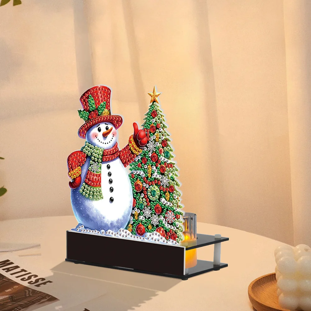 DIY Xmas Tree Snowman Diamond Painting Candle Holder Ornaments Aromatherapy Candle Holder