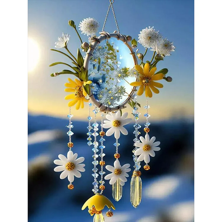 Flower Wind Chime 30*40CM (Canvas) Full Round Drill Diamond Painting gbfke