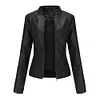 Slim-fit Stand-collar Leather Jacket Woman Biker Jacket