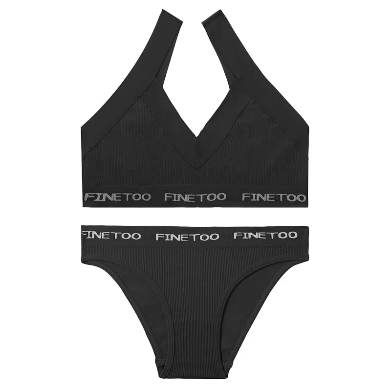 FINETOO Sexy Women Seamless Bra Set Bralette Crop Top Pantys Brassiere Suit Fitness Underwear Lingerie Female Push Up Tank Top