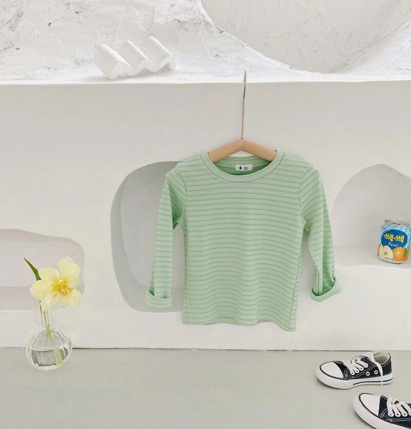 2-8T Toddler Kid Baby Boy Girl Clothes Spring Striped T Shirt Long Sleeve Top Casual Stretch Cotton Tee Shirt Cute Sweet tshirt