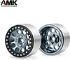 AMK 4Pcs Aluminum Alloy 12mm Hex Hub 2.2 Beadlock Wheels Rims for 1/8 1/10 RC Crawler Axial SCX10 Wraith 90048 RR10 TRX6 TRX4 Upgrades (Baked Blue)