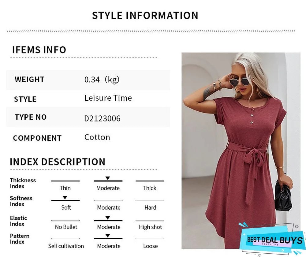 Net Color Dress Spring and Summer Short Sleeve Knitted Skirt Leisure Holiday Style