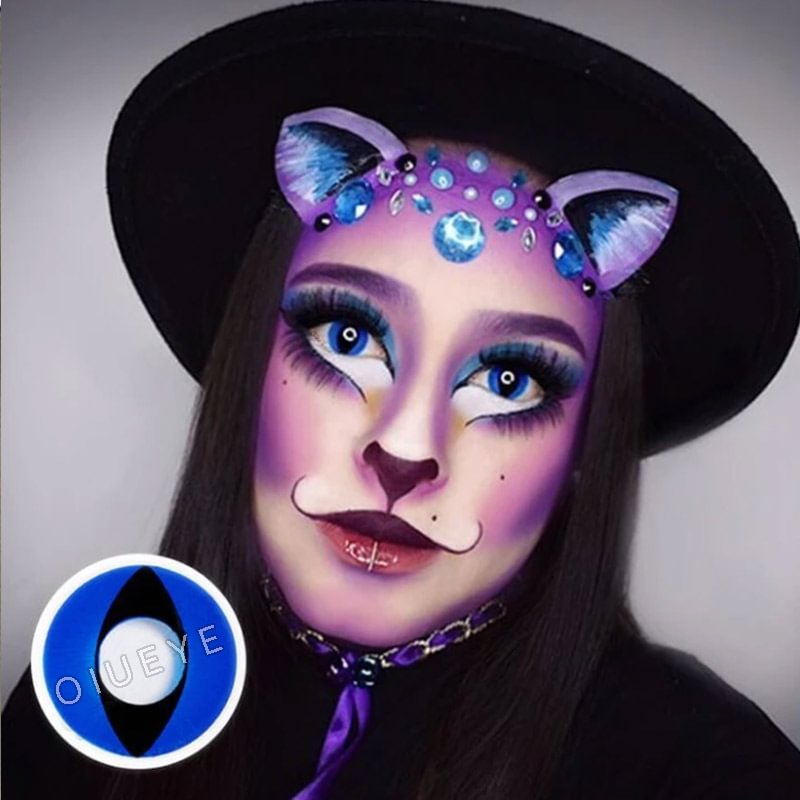 Cat Eye Blue Halloween Contact Lenses