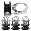 [US Local Warehouse] Pack of 4 Nylon Sliding Gate Rollers w/H-Shaped Wheel Groove Mini Nylon Track Wheel Roller Cantilevered Rail Fence Kit Sliding Hardware Kit for 4in Square Post 2in Fence Frame