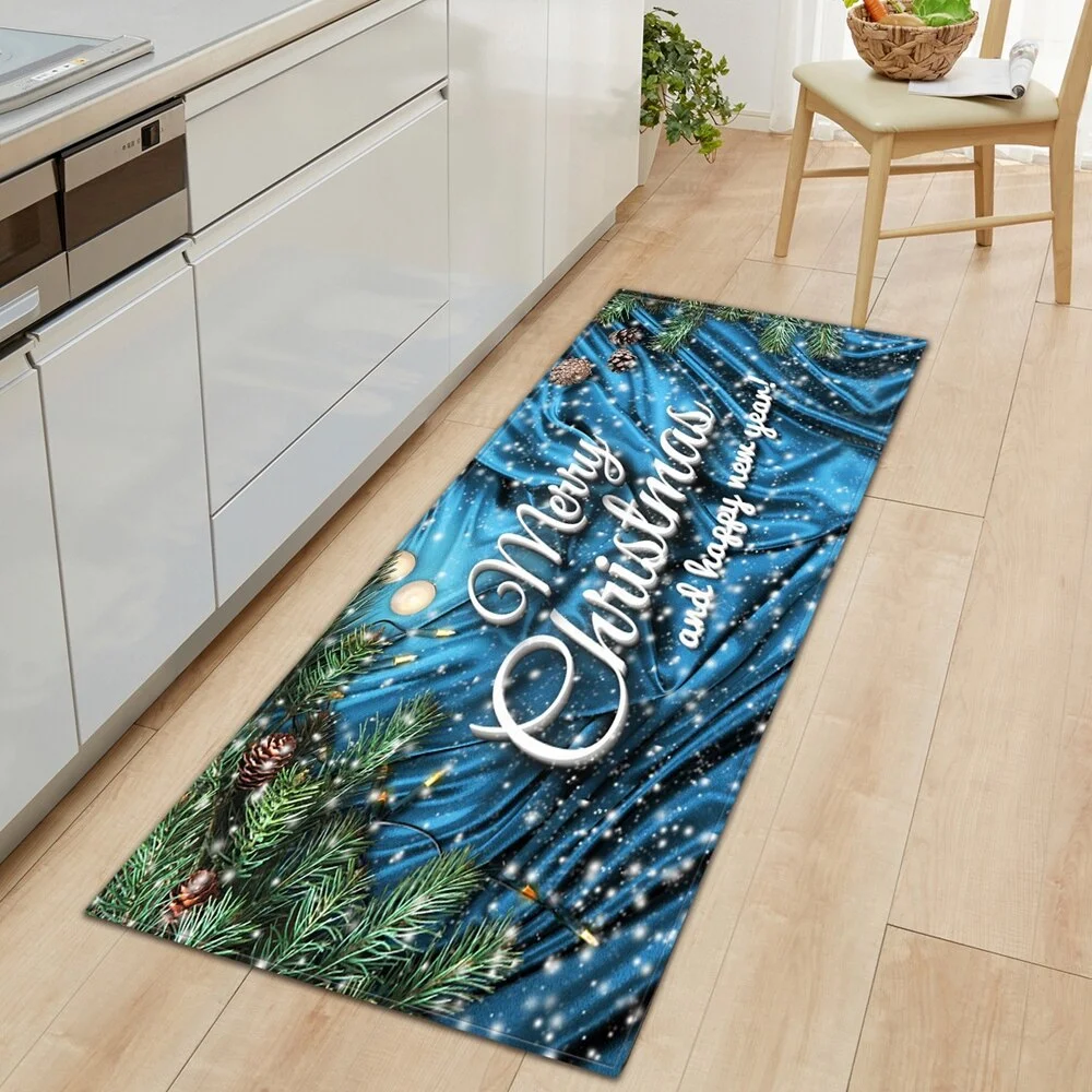 Christmas Kitchen Mat Entrance Doormat Rectangle Bedroom  Decoration Living Room Carpet Bathroom Anti-slip Moisture proof Rug