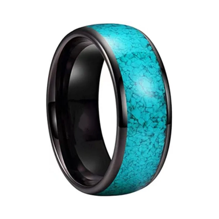 Olivenorma Crushed Turquoise Tungsten Carbide Men Ring