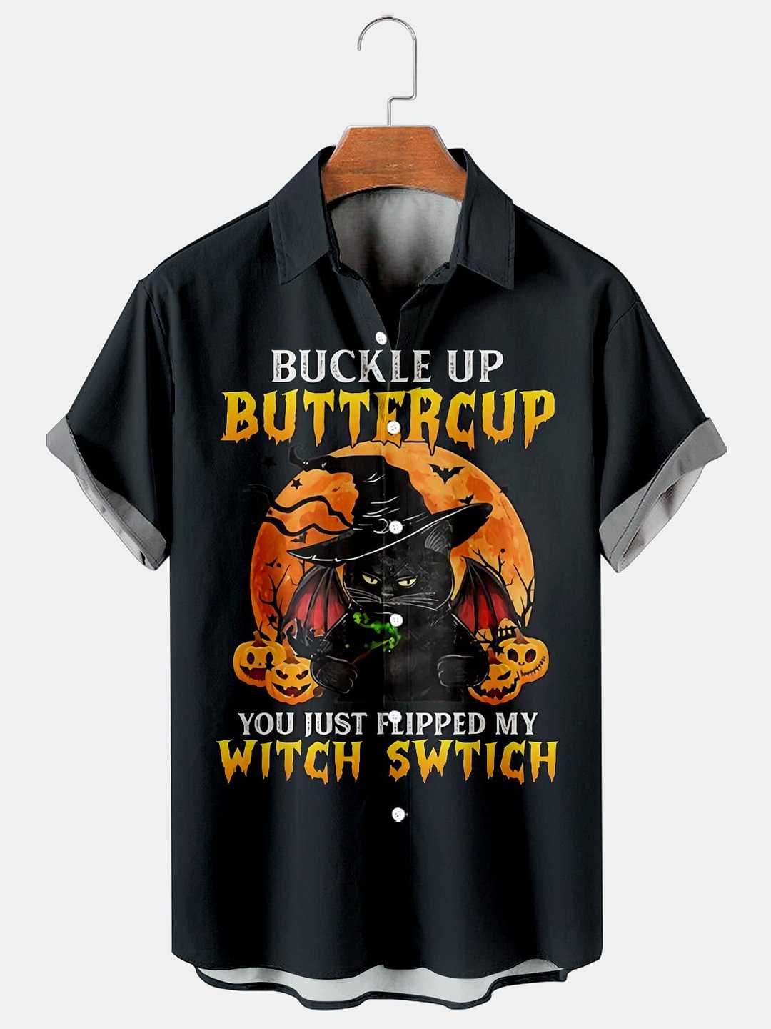 Halloween Casual Loose Men's Plus Size Short-Sleeved Shirt