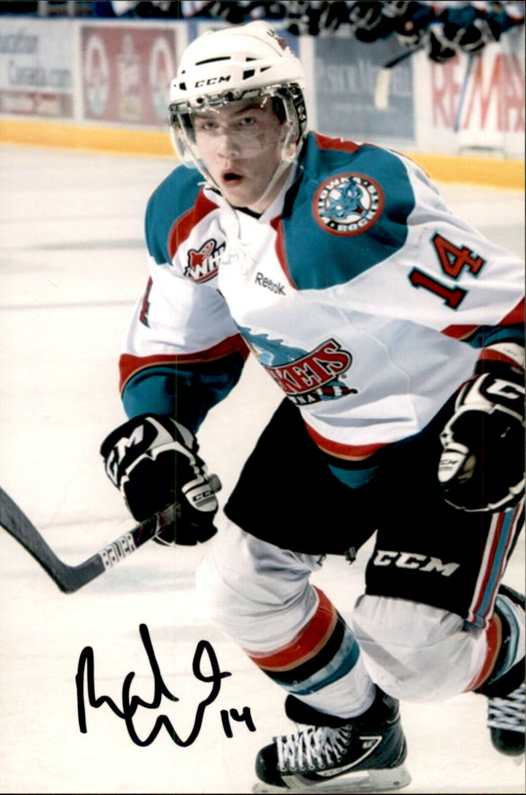 Rourke Chartier SIGNED 4x6 Photo Poster painting KELOWNA ROCKETS / SAN JOSE SHARKS