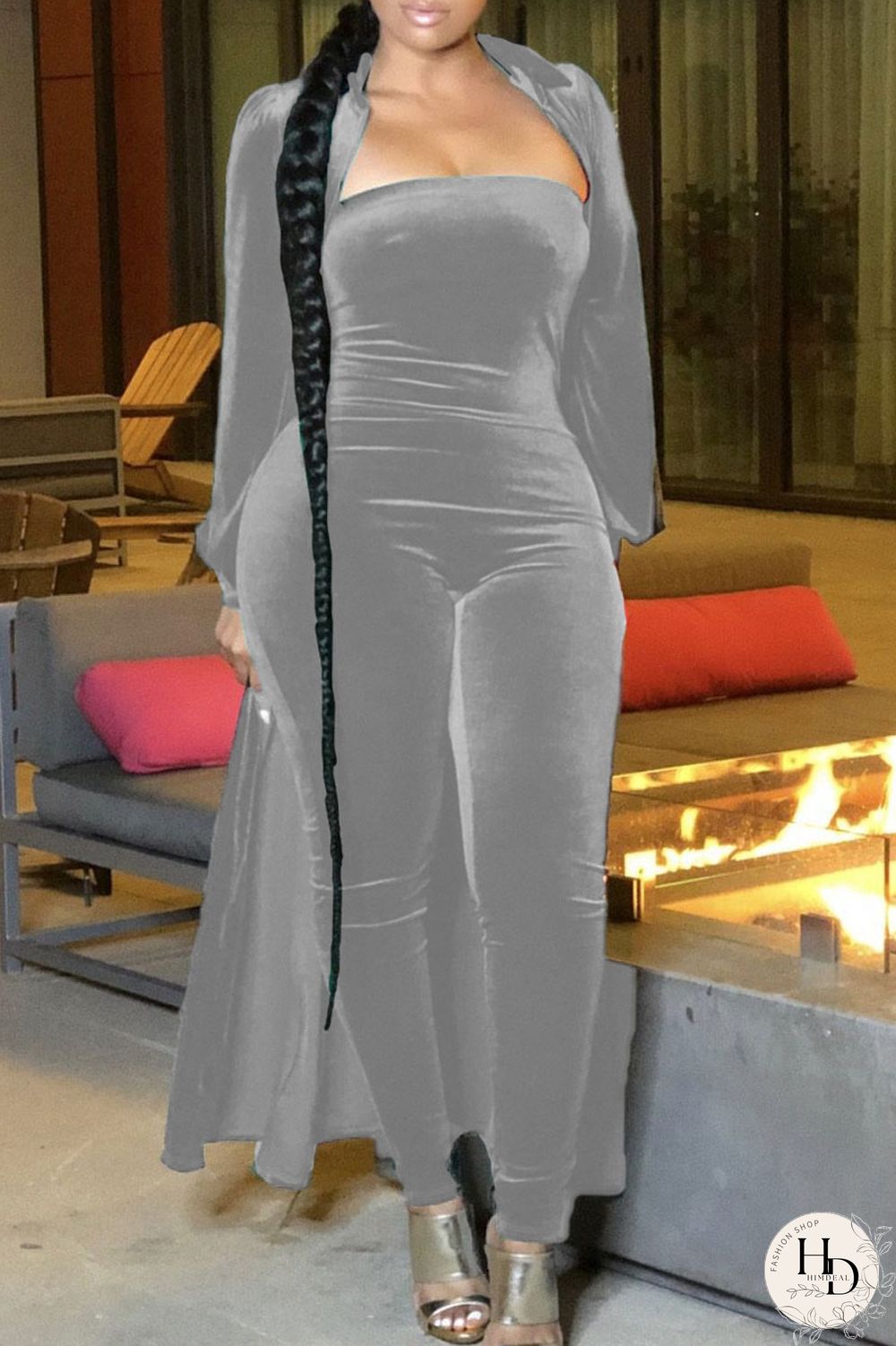 Black Green Casual Solid Peter Pan Collar Long Sleeve Two Pieces