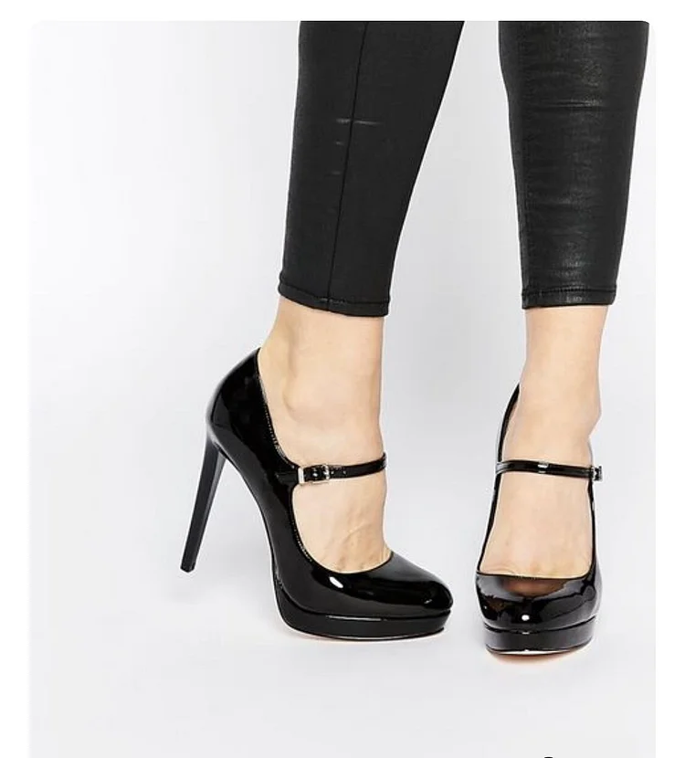 Custom Made Black Patent Leather Mary Jane Stiletto Heels Vdcoo