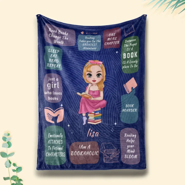 Reading Just A Girl Who Loves Book Floral - Gift For Book Lovers - Personalized Blanket