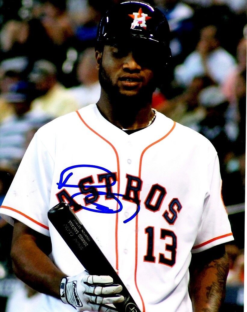 Signed 8x10 DOMINGO SANTANA Houston Astros Autographed Photo Poster painting - w/COA