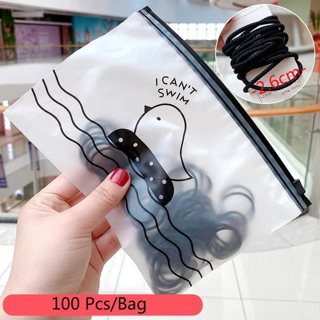 50/100/200 Pcs/Bag Children Cute Candy Random Solid Elastic Hair Bands Girls Lovely Srunchies Rubber Bands Kid Hair Accessories