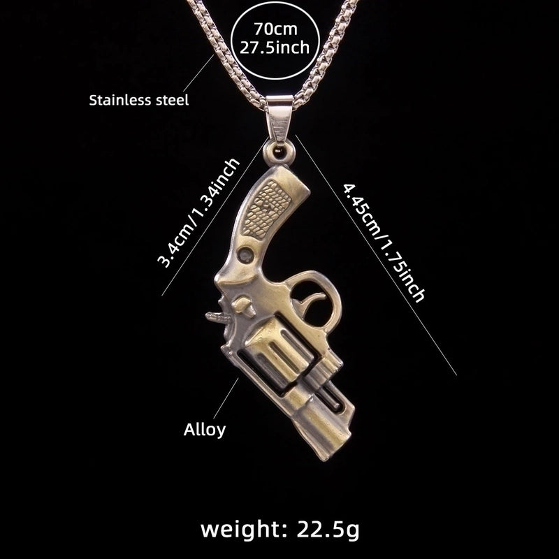 Hip-Hop Pistol 201 Stainless Steel Zinc Alloy Plating Men’s Pendant Necklace