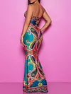 Floral Print Hollow Backless Sexy Bandeau Maxi Dress