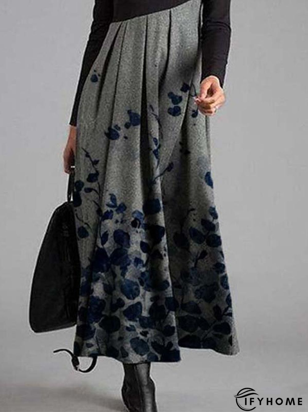 Printed Patchwork Casual Long Knitting Dress | IFYHOME