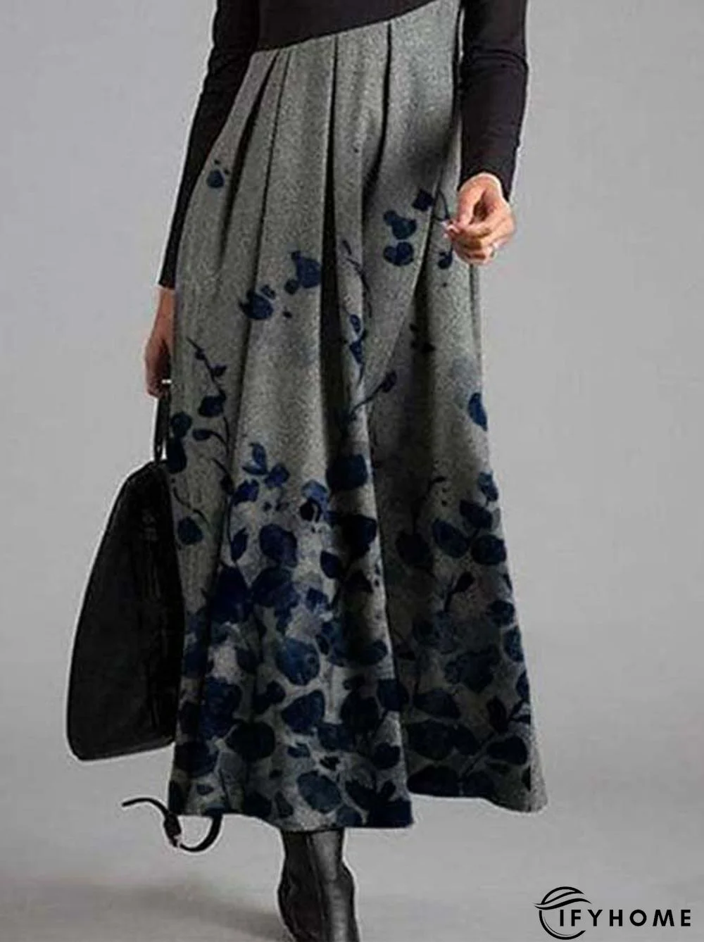 Printed Patchwork Casual Long Knitting Dress | IFYHOME