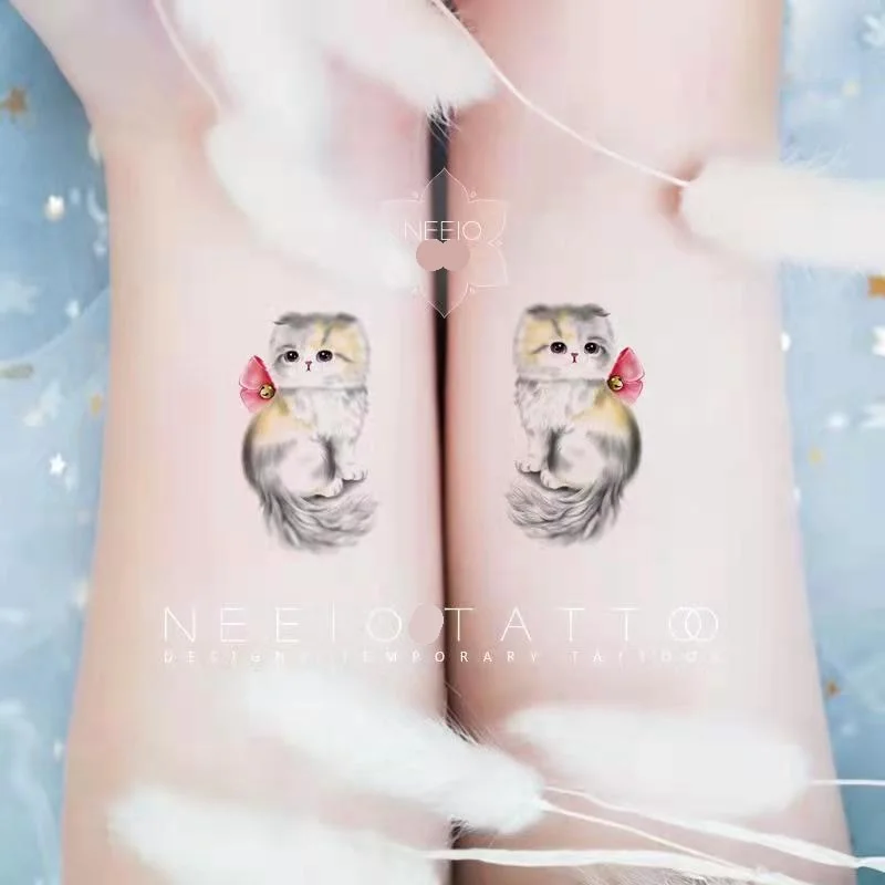 Tatoo Waterproof Cat Japanese Cute Pet Arm Semi Permanent Tattoo Cat Animal Funny Tattoo Sticker Temporary Tattoos for Men Women