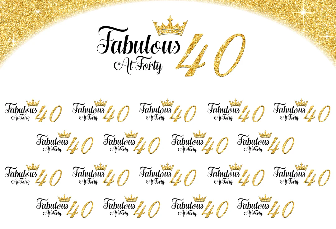 Glitter Gold Fabulous at 40th Birthday Party Backdrop RedBirdParty