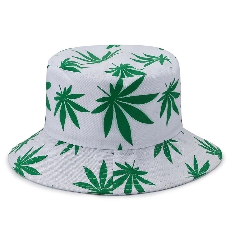 Women’s Minimalist Leaves Printing Wide Eaves Bucket Hat