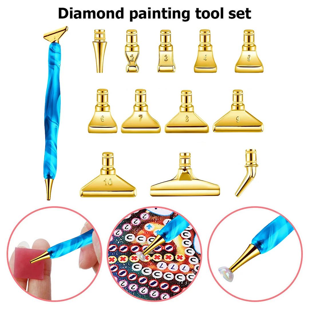 13pcs 5D Resin Diamond Painting Pen Nib DIY Craft Point Drill Pen