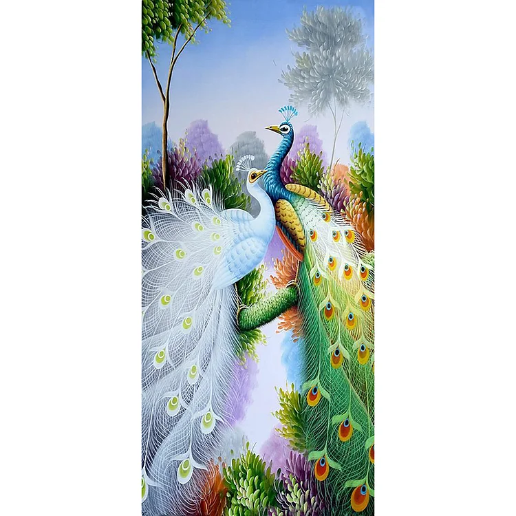 30*60CM DIY Diamond Painting Kit Peacocks on Branch Full Round Resin Wall Picture
