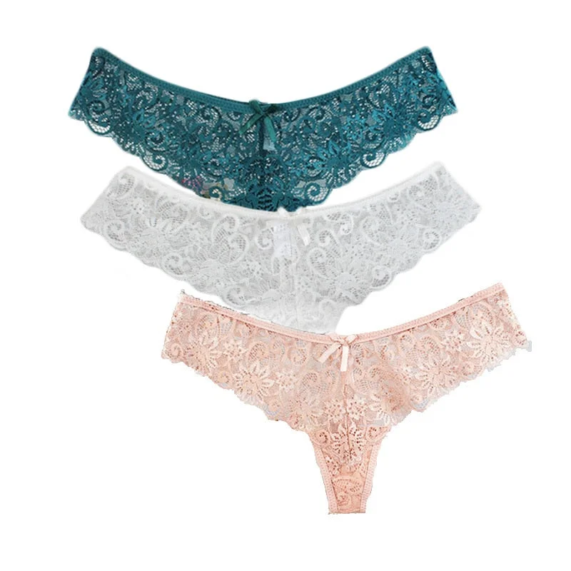 Women Panties 3Pcs/Set Sexy Lace Underwear Set Comfort Female Briefs Fashion Ladies Floral Panty Low Rise Underpants Lingerie