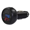 3 in 1 Digital LED Car Voltmeter Thermometer 12V/24V USB Car Charger (Red Blue)