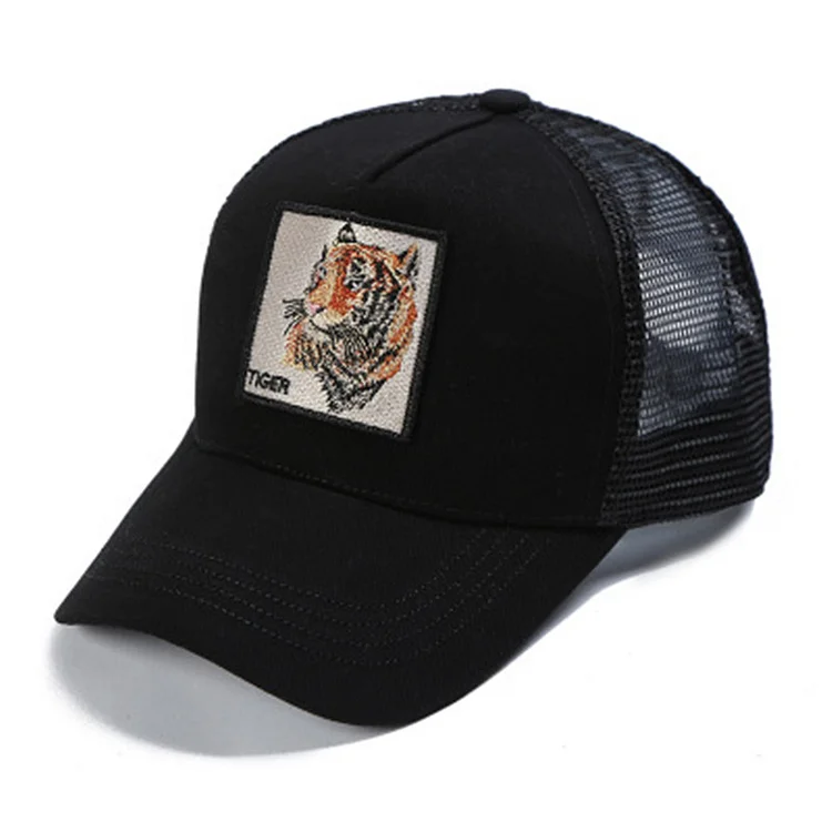 Tiger Embroidery Cotton Mesh Snapback Baseball Cap