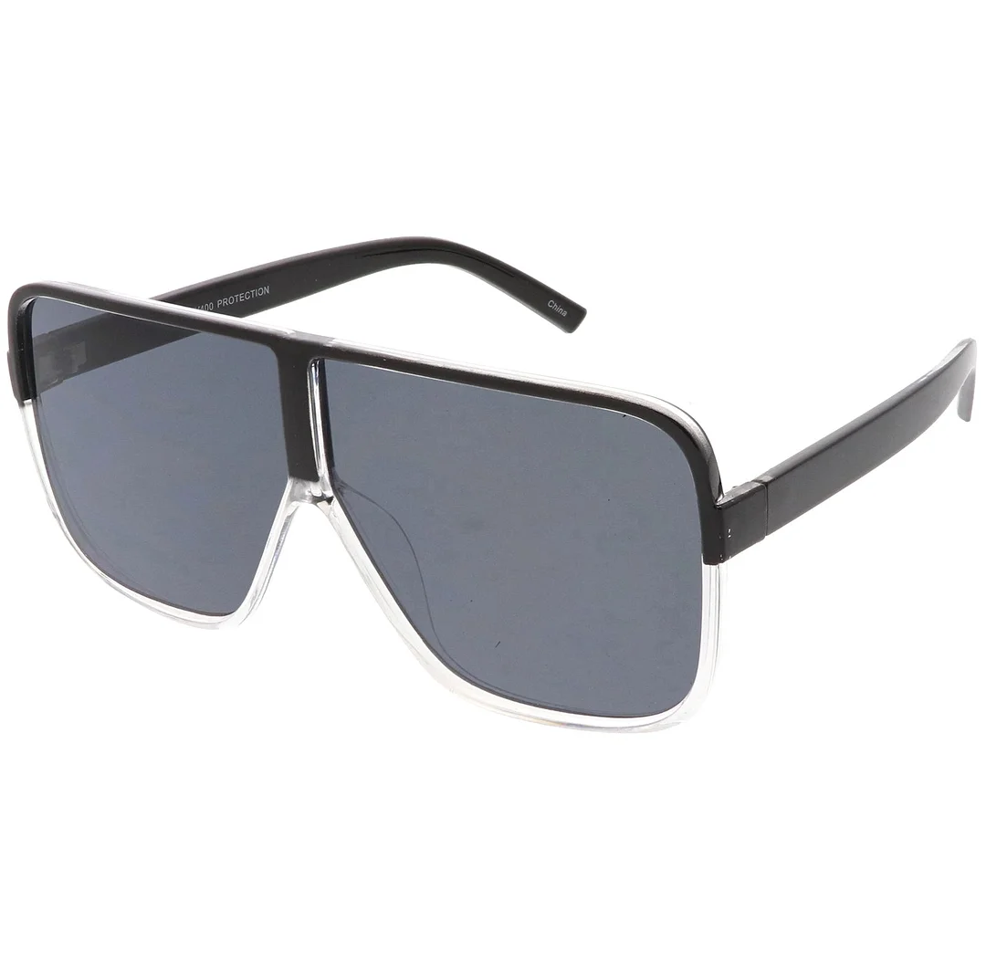 Oversize  Flat Top Square glasses With Neutral Color Flat Lens 69mm