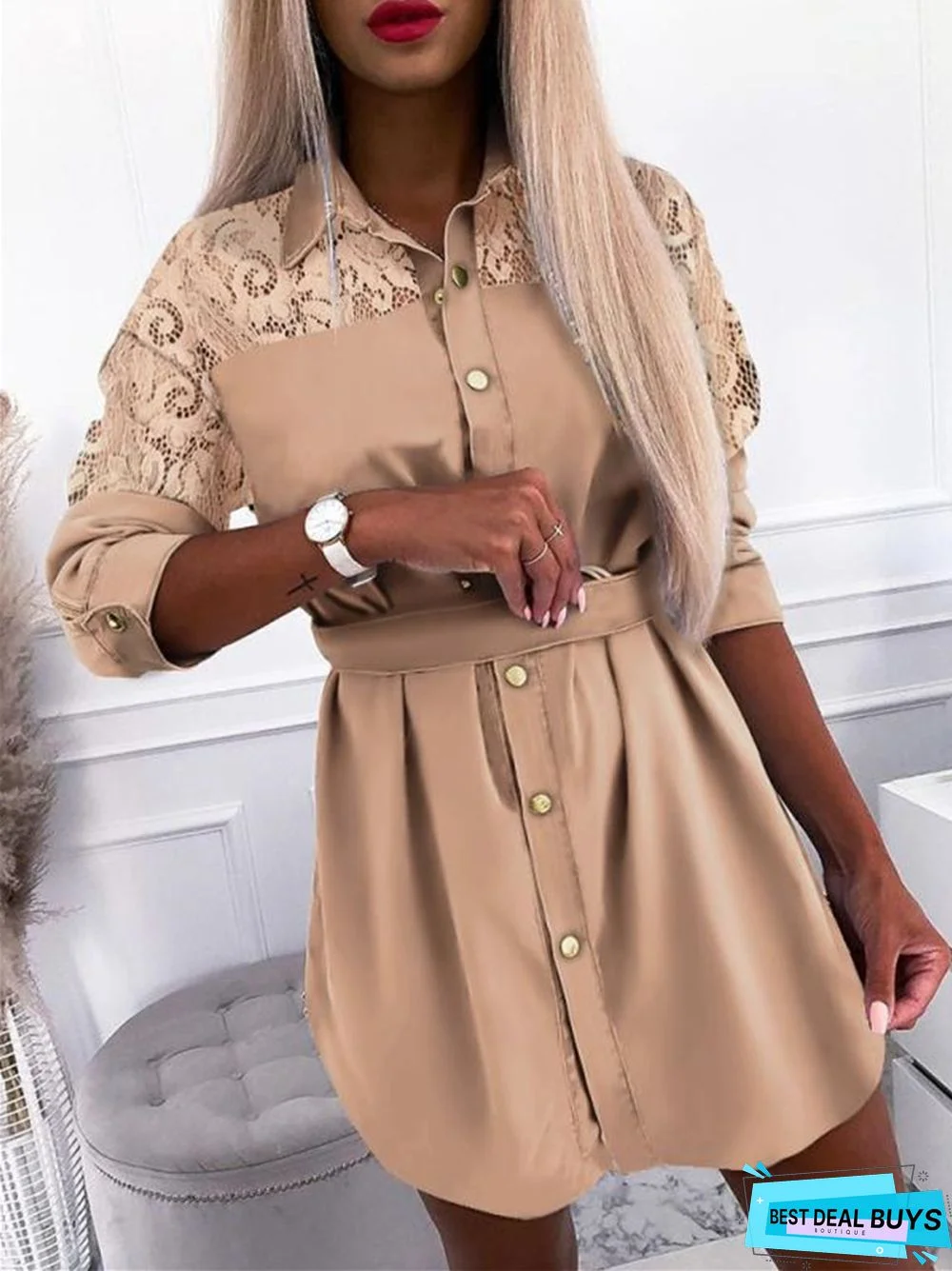 Autumn Winter New Long Sleeve Stitching Fashion Shirt Dress