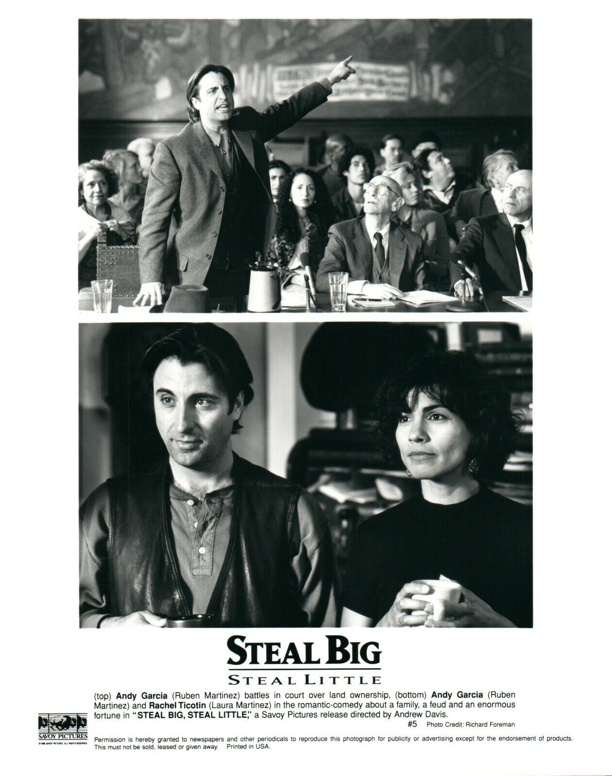 ANDY GARCIA RACHEL TICOTIN Movie STEAL BIG STEAL LITTLE 8x10 Promo Press Photo Poster painting