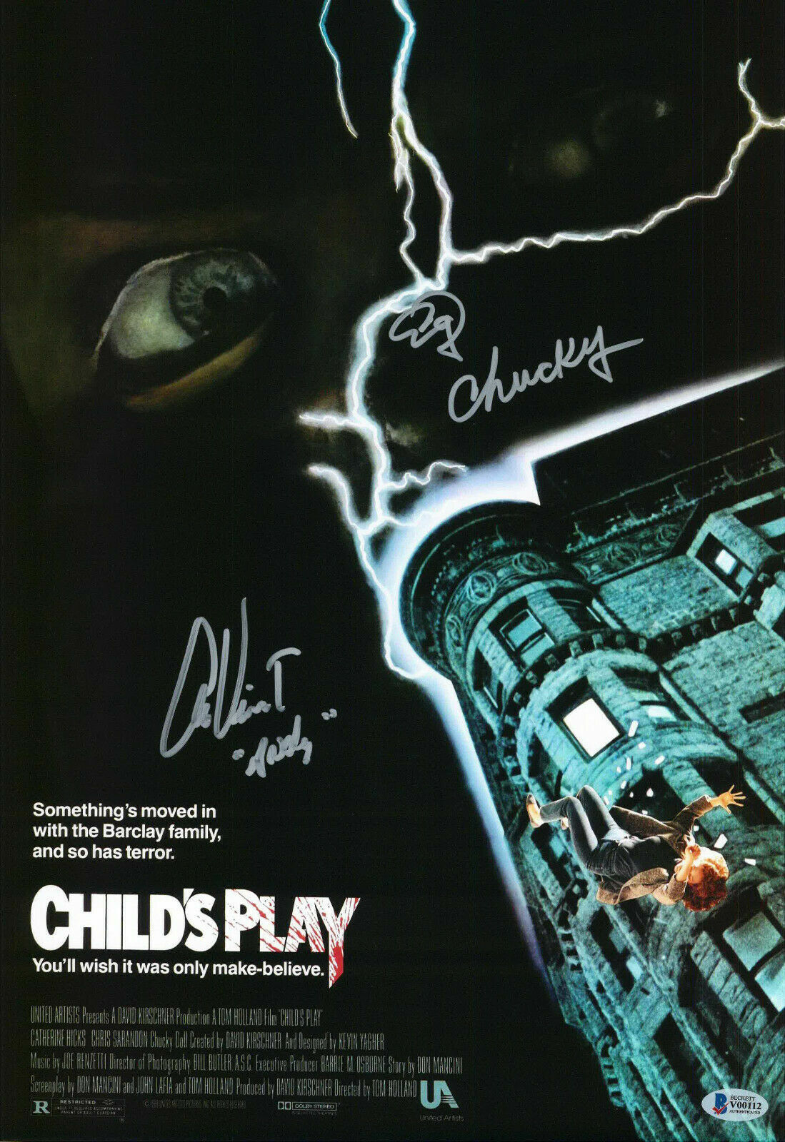 Ed Gale & Alex Vincent signed Child's Play 12x18 Chucky Photo Poster painting BAS COA