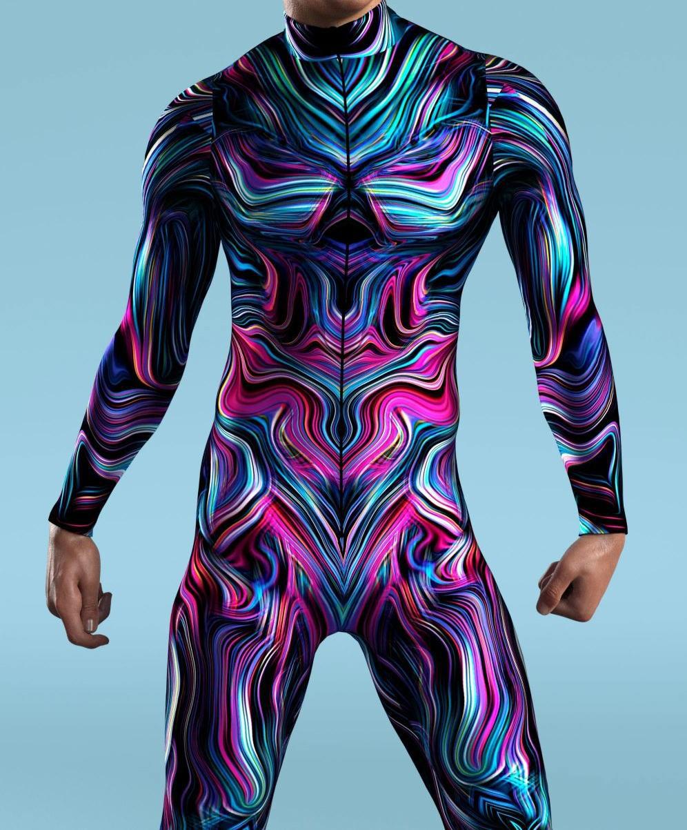 Futuristic Tech Cyberpunk Tights 3D Digital Printing Jumpsuit