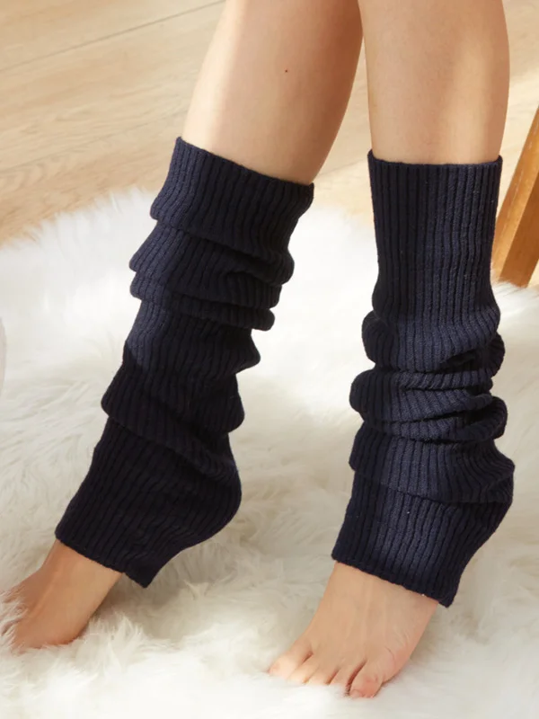 Knitted Solid Color Leg Warmers Accessories