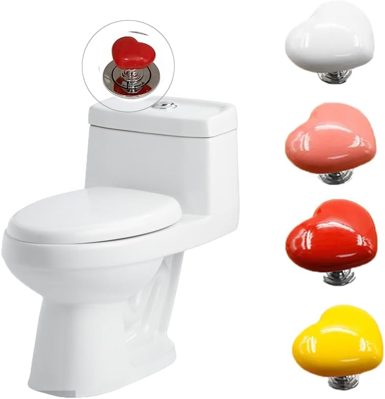 4-Piece Toilet Flush Button Aid Set &mdash; Heart-Shaped Self-Adhesive Press Extender Handle