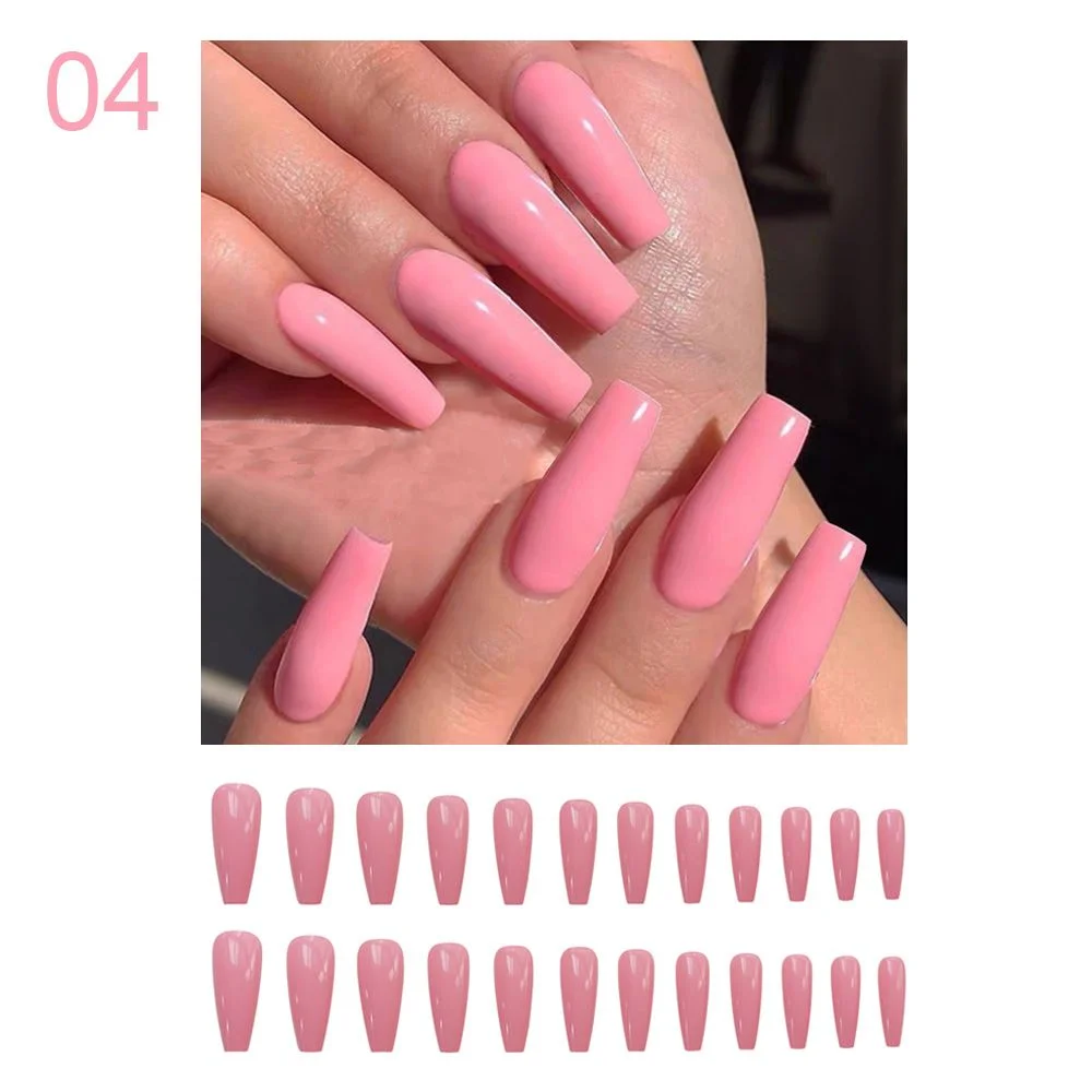24Pcs Detachable False Nails Gourd Ballerina Coffin Wearable Fake Nails Full Cover Nail Tips Acrylic Manicure Tips Press on Nail