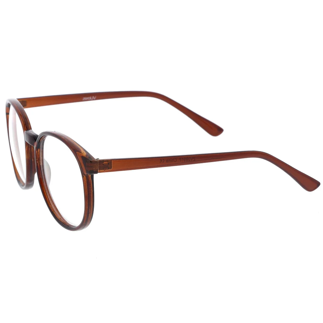 Classic P3 Horn Rimmed Clear Lens Round Eyeglasses 53mm