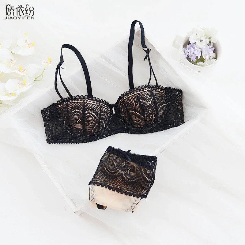 Billionm Brand French Luxury Sexy Lace Underwear Set 1/2 cup Ultra Thin Bra Set Sexy Women Comfortable Lingerie Panties Sets