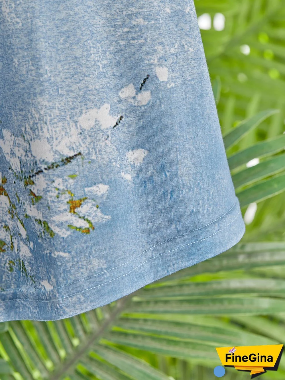 V Neck Loose Floral Printed T-Shirt