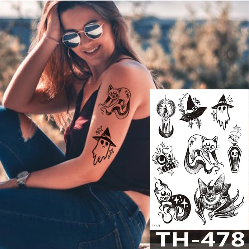 Waterproof Temporary Tattoo Sticker Flower Cute Cat Water Transfer Body Art Flash Fake Tatoo