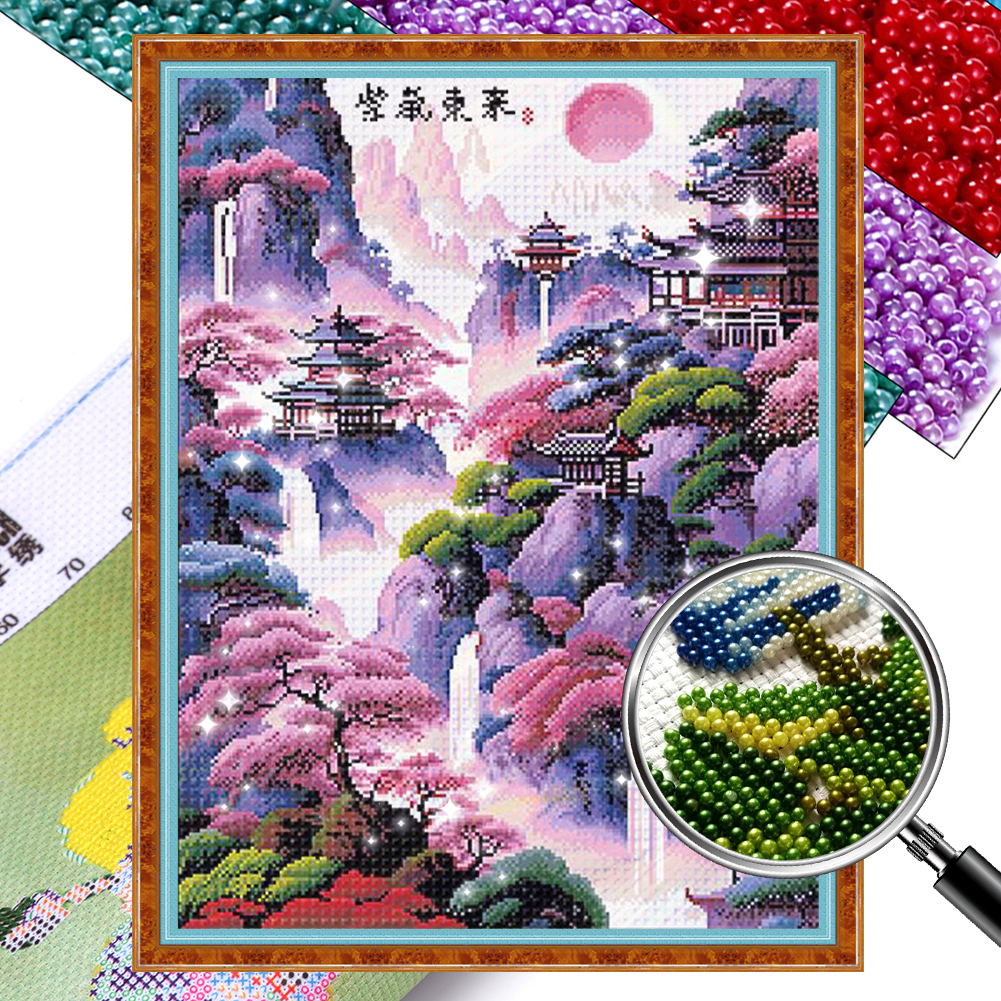 Purple Air Comes From The East Full 11CT Pre-stamped Canvas(50*65cm) 48 Colors Beaded Cross Stitch