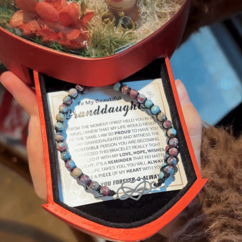 For Granddaughter - You will always Have A Piece Of My Heart Beads Bracelet With Luxury Christmas Pack